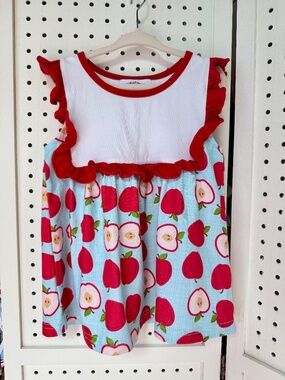 Little J's Boutique Girls 3T Back to School Apple Ruffle Top